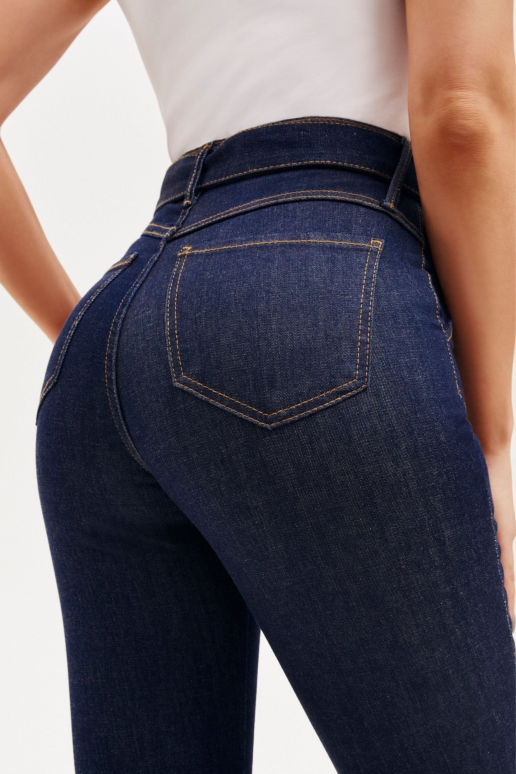 Calça Jeans de Rica Tecnológica Reta Cós Super Alto