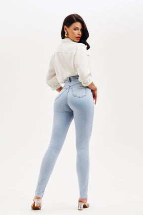 Calça Jeans Modeladora Revolucionária Skinny Clara Cós Super Alto