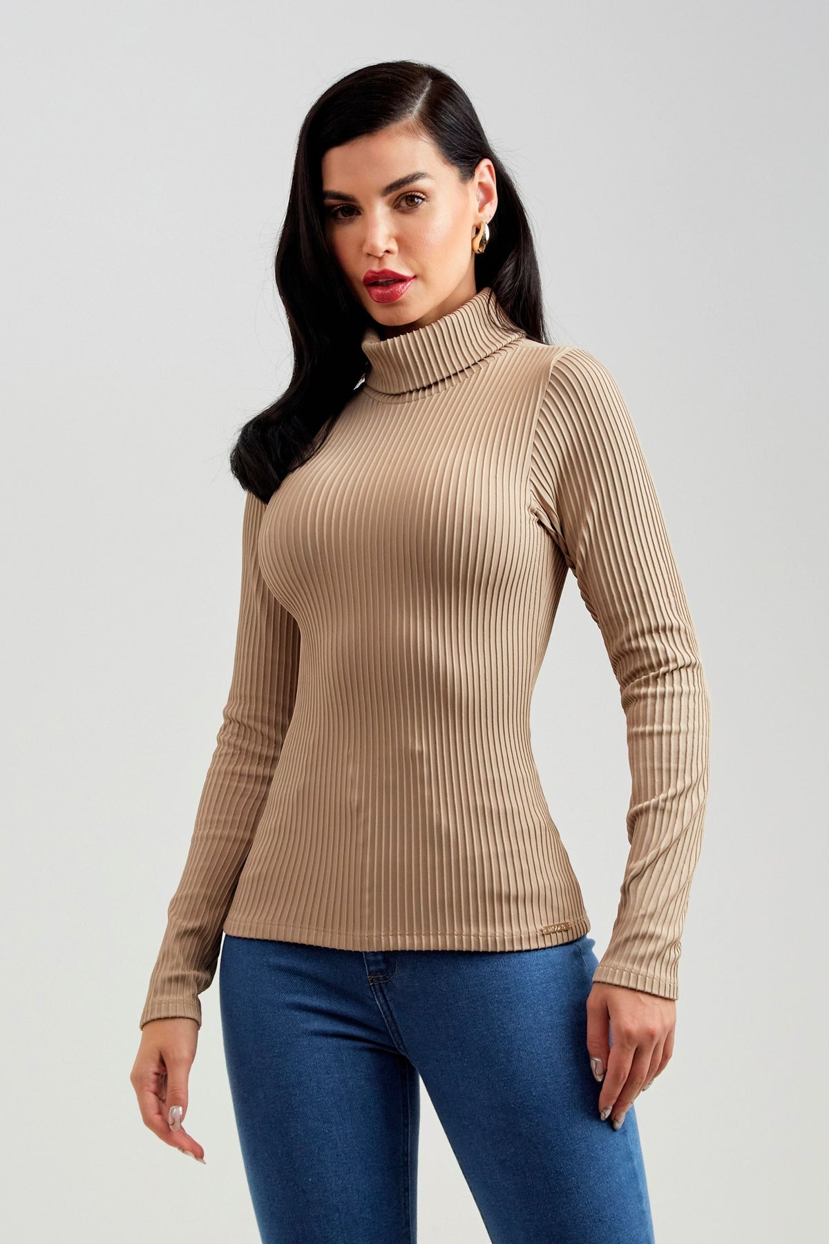 Blusa Canelada Premium Manga Longa Nude